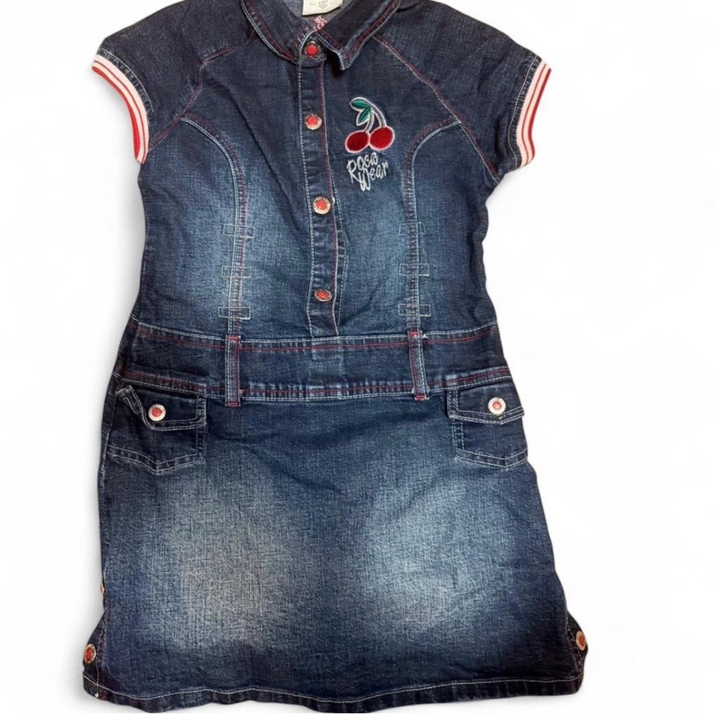 Rocawear Blue Denim Kids Dress with Cherry Detail